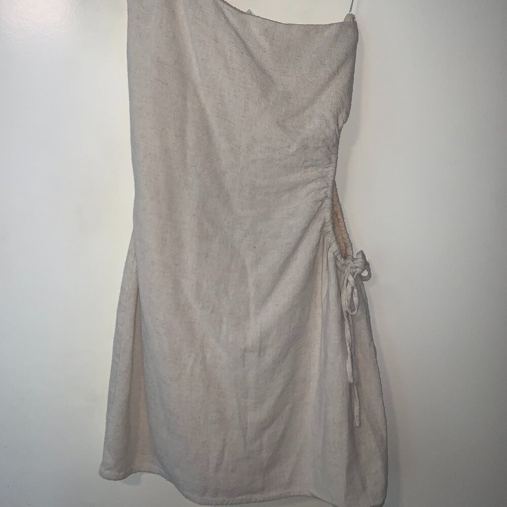 Beige Linen Mini Dress